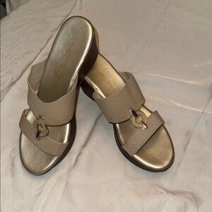 Anne Klein Women's Metallic Gold Mules